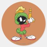 MARVIN THE MARTIAN™ Ready With Laser Classic Round Sticker