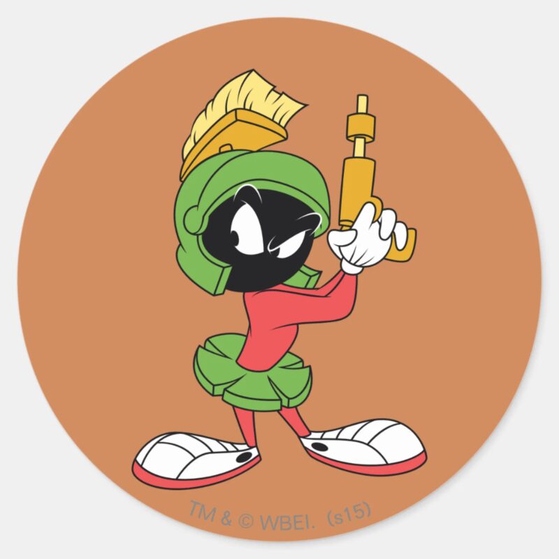 MARVIN THE MARTIAN™ Ready With Laser Classic Round Sticker MARVIN THE MARTIAN™ Ready With Laser Classic Round Sticker