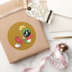 MARVIN THE MARTIAN™ Reclining With Laser Classic Round Sticker