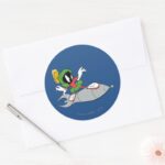 MARVIN THE MARTIAN™ Riding Rocket Classic Round Sticker