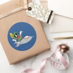 MARVIN THE MARTIAN™ Riding Rocket Classic Round Sticker