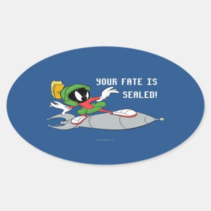 MARVIN THE MARTIAN™ Riding Rocket Oval Sticker