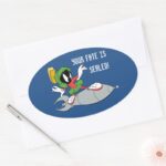 MARVIN THE MARTIAN™ Riding Rocket Oval Sticker