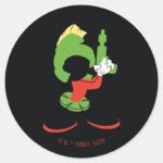 MARVIN THE MARTIAN™ Silhouette With Raygun Classic Round Sticker