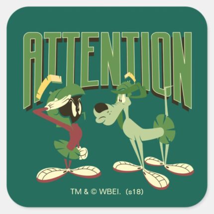 MARVIN THE MARTIAN™ K 9 Attention Square Sticker
