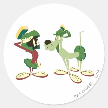 MARVIN THE MARTIAN™ And K 9 Classic Round Sticker