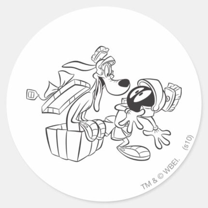 MARVIN THE MARTIAN™ And K 9 Gift Surprise Classic Round Sticker