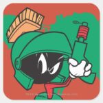MARVIN THE MARTIAN™ With Laser Pointed Up Square Sticker