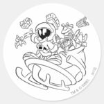 MARVIN THE MARTIAN™ With Toys Classic Round Sticker