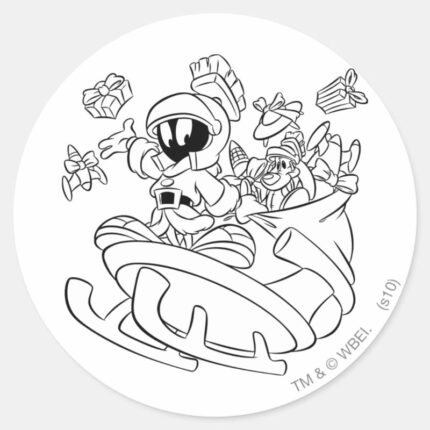 MARVIN THE MARTIAN™ With Toys Classic Round Sticker