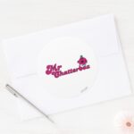 Magenta Mr. Chatterbox Logo Classic Round Sticker