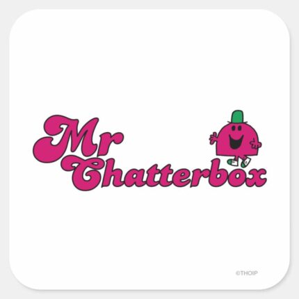 Magenta Mr. Chatterbox Logo Square Sticker