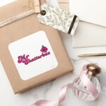 Magenta Mr. Chatterbox Logo Square Sticker