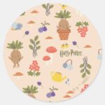 Magical Blooms Mandrake Pattern Classic Round Sticker