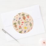 Magical Blooms Mandrake Pattern Classic Round Sticker