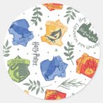 Magical Herbology HOGWARTS™ Houses Pattern Classic Round Sticker