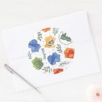 Magical Herbology HOGWARTS™ Houses Pattern Classic Round Sticker
