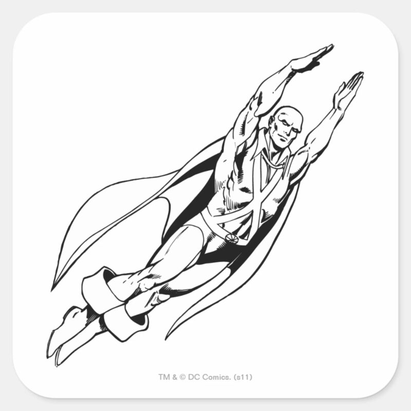 Martian Manhunter Soars 4 Square Sticker Martian Manhunter Soars 4 Square Sticker