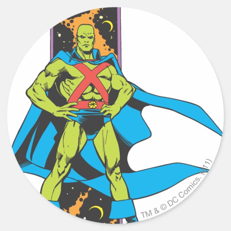 Martian Manhunter Space Backdrop Classic Round Sticker Martian Manhunter Space Backdrop Classic Round Sticker