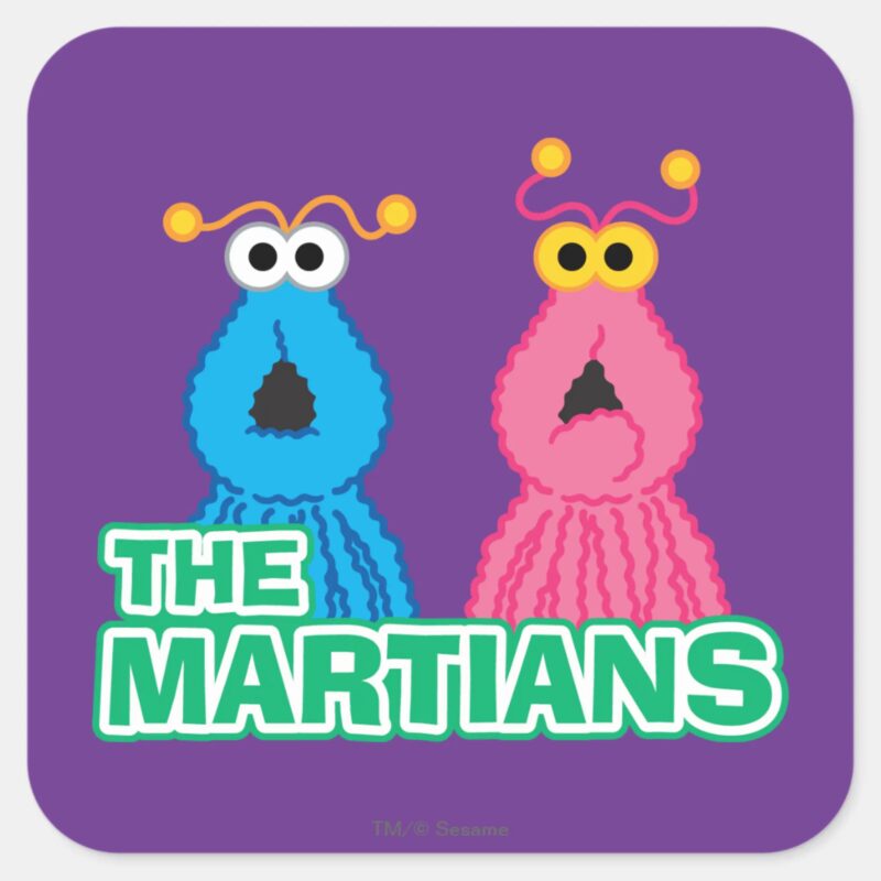 Martians Classic Style Square Sticker Martians Classic Style Square Sticker