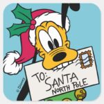 Merry Christmas Pluto Santa Claus Square Sticker