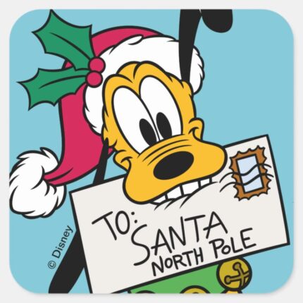 Merry Christmas Pluto Santa Claus Square Sticker