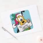 Merry Christmas Pluto Santa Claus Square Sticker