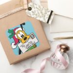 Merry Christmas Pluto Santa Claus Square Sticker