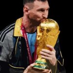 Messi With World Cup Trophy Soccer Poster
