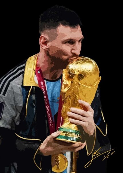 Messi With World Cup Trophy Soccer Poster