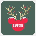 Mickey Christmas Joy Add Your Name Square Sticker