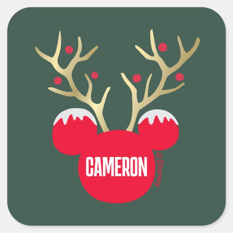 Mickey Christmas Joy Add Your Name Square Sticker