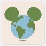 Mickey Earth Icon Square Sticker