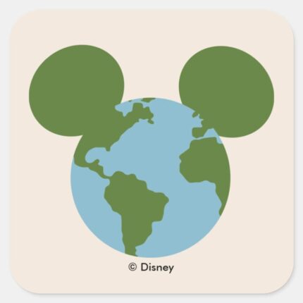 Mickey Earth Icon Square Sticker