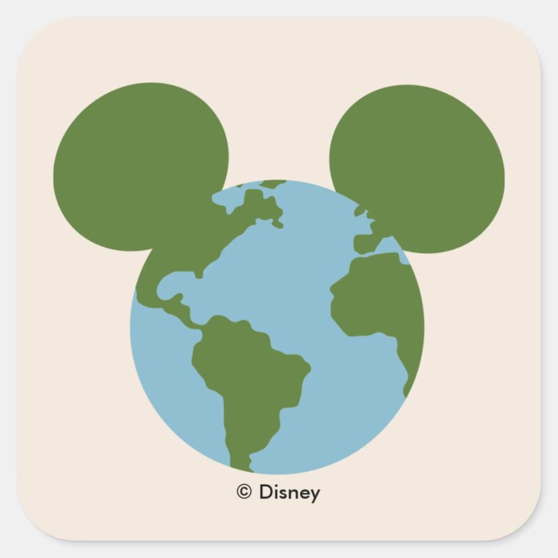 Mickey Earth Icon Square Sticker