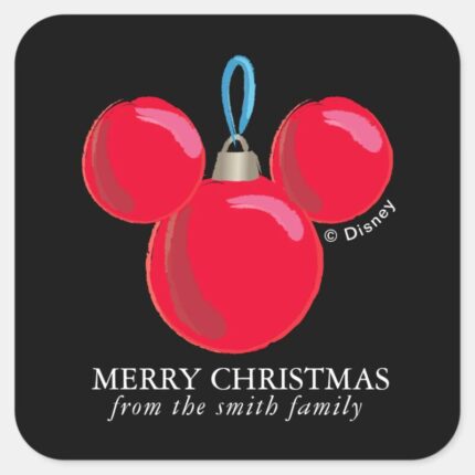 Mickey Mouse Christmas Ornament Personalized Squ Square Sticker