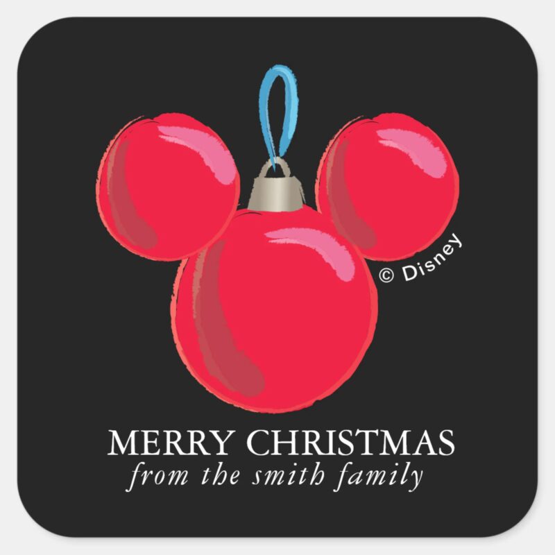 Mickey Mouse Christmas Ornament Personalized Squ Square Sticker