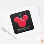 Mickey Mouse Christmas Ornament Personalized Squ Square Sticker