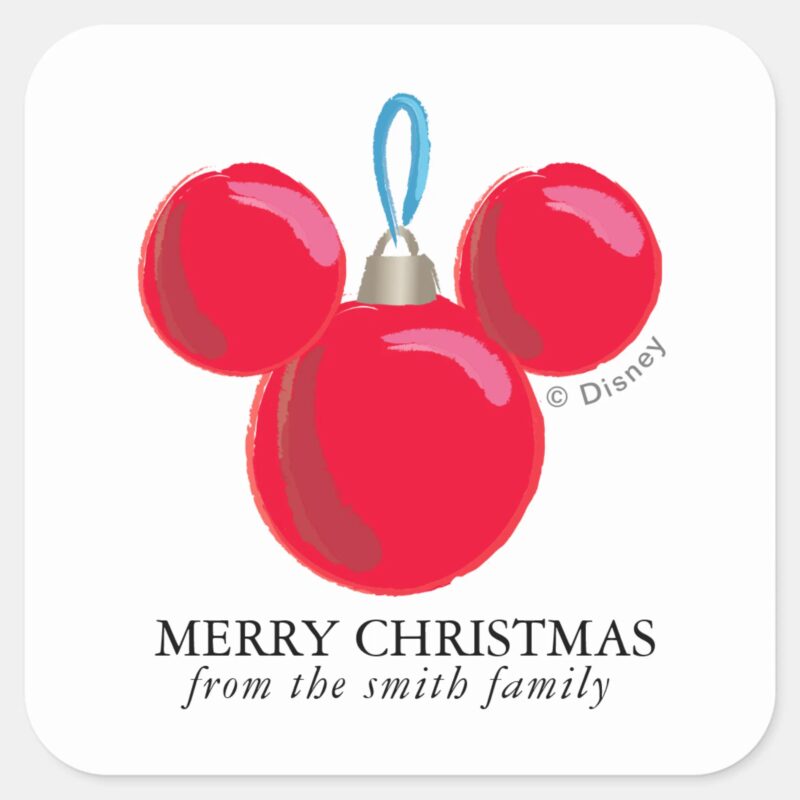 Mickey Mouse Christmas Ornament Personalized Square Sticker