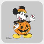 Mickey Mouse Dressed As A Pumpkin Square Sticker