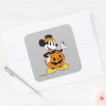 Mickey Mouse Dressed As A Pumpkin Square Sticker