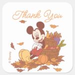 Mickey Mouse Fall Harvest Pumpkin Thank You Square Sticker