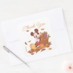 Mickey Mouse Fall Harvest Pumpkin Thank You Square Sticker