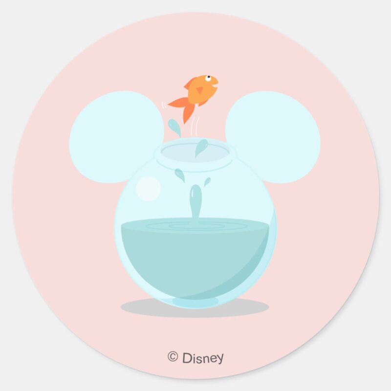 Mickey Mouse Fish Bowl Icon Classic Round Sticker