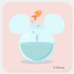 Mickey Mouse Fish Bowl Icon Square Sticker