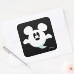 Mickey Mouse Ghost Square Sticker