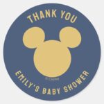 Mickey Mouse Gold Confetti Baby Shower Classic Round Sticker
