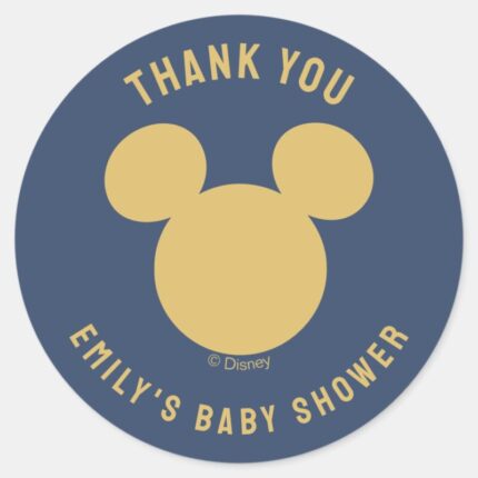 Mickey Mouse Gold Confetti Baby Shower Classic Round Sticker