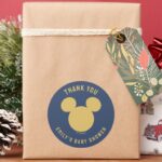 Mickey Mouse Gold Confetti Baby Shower Classic Round Sticker