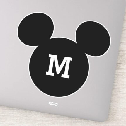 Mickey Mouse Head Silhouette Black With Monogram Sticker